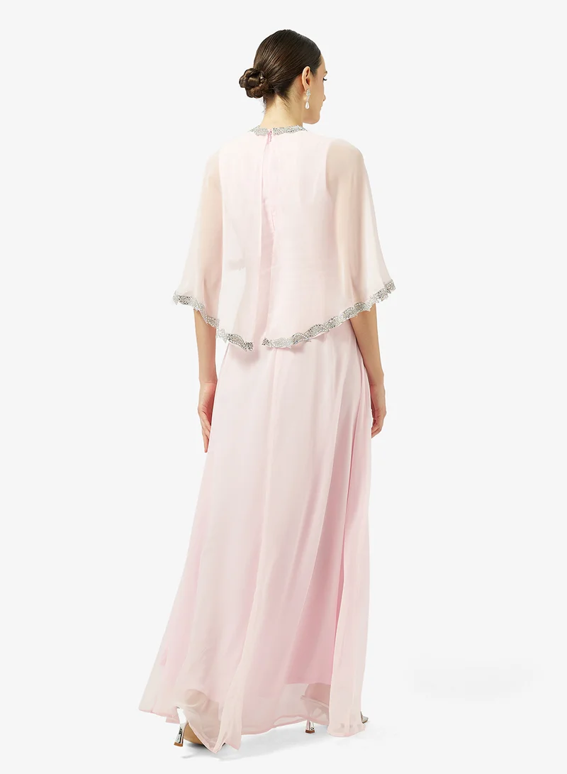 Namshi x  Sheer Cape Dress With Embellishment for Women | Best Price UAE